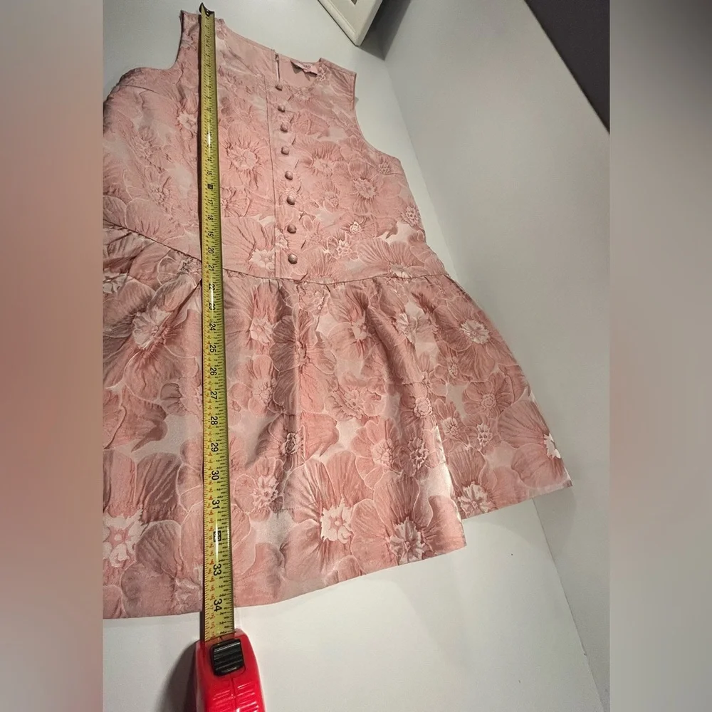 Entro Floral Dress Small Pink Jacquard Fit Flare Lined Sleeveless Boutique - Picture 8 of 12